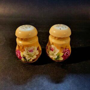 Vintage Lefton Heritage Brown (Floral) Porcelain Salt And Pepper Shaker Set